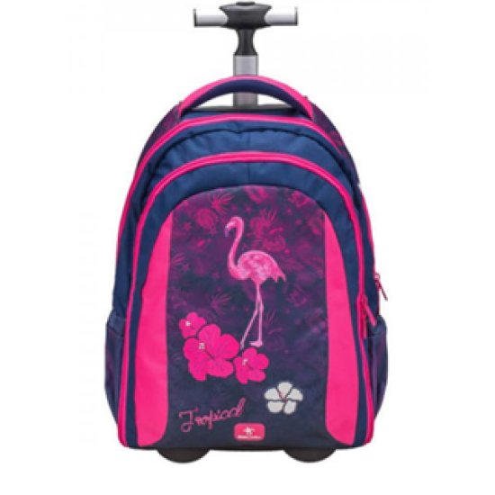 Belmil анатомична ученическа раница-тролей - Flamingo