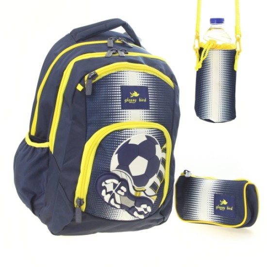 Раница с несесер и чантичка за водна бутилка 32x46x20 Glossy Bird